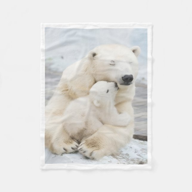 Velo Cobertor Mãe e Filhote de Urso Polar (Frente)