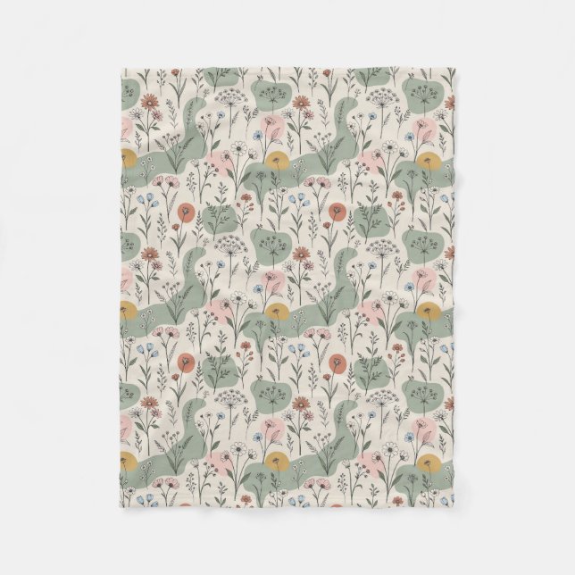 Velo Cobertor Moderno Boho Abstrato de Flores Silvestre (Frente)