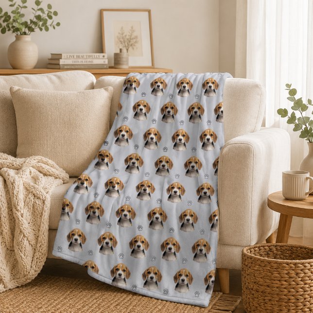 Velo Cobertor Personalizado com Foto de Cachorro em Azu (Criador carregado)