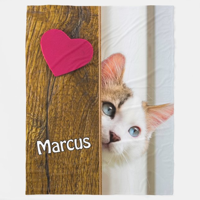 Velo Cobertor Personalizado com Foto de Gato e Nome do  (Frente)