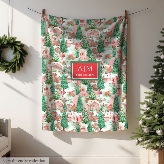 Velo Cobertor personalizado de aguarela verde chic prép (Chic green watercolor preppy custom name blanket)