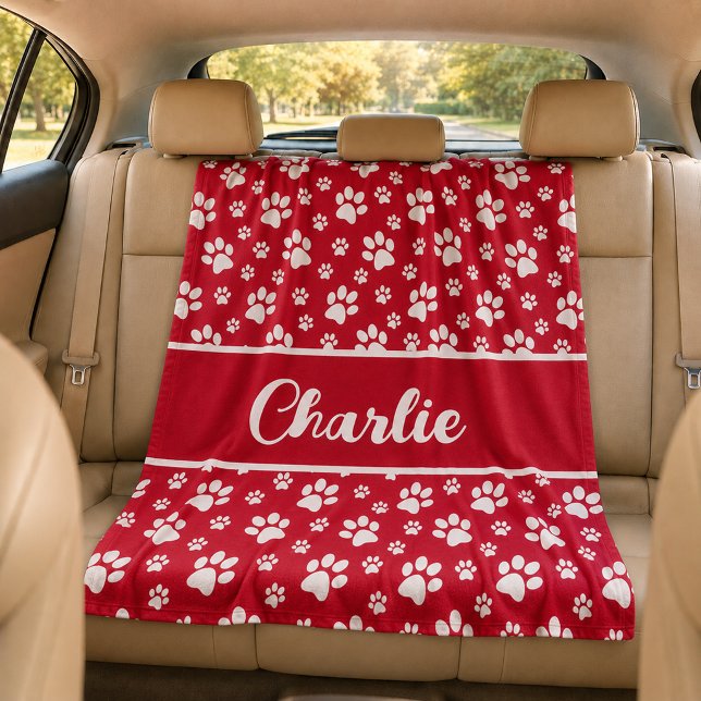 Velo Cobertor Personalizado de Cachorro com Pegada de P (Red dog blanket personalied)