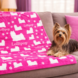 Velo Cobertor Personalizado de Cachorro Rosa Yorkie Yor