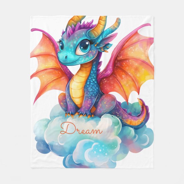 Velo Cobertor Personalizado de Dragão para Menina: Flan (Frente)