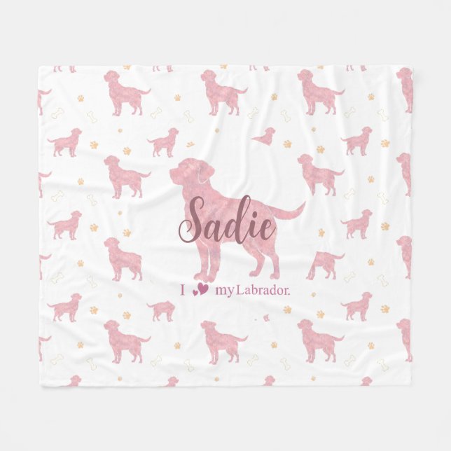 Velo Cobertor personalizado de Labrador retriever rosa  (Frente (Horizontal))