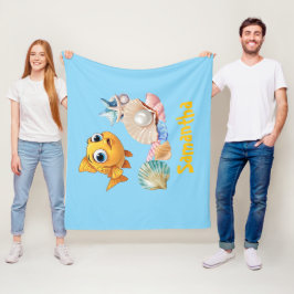 Velo Cobertor Personalizado de Peixe | Oceano com Nome 