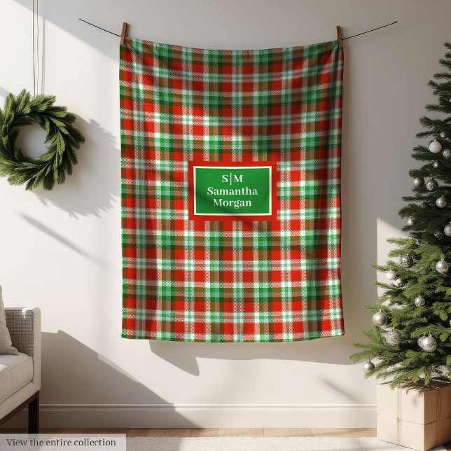 Velo Cobertor Personalizado de Tartan - Presente de Nat (Personalized Tartan Blanket Elegant Holiday Gift)