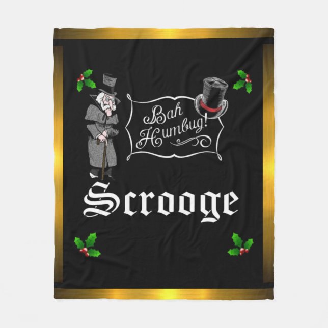 Velo Cobertor Presente de Natal Fleece SCROOGE "Bah Hum (Frente)