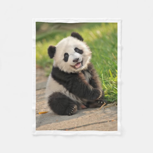 Velo Cobertor Sherpa de Panda Filhote Fofo (Frente)