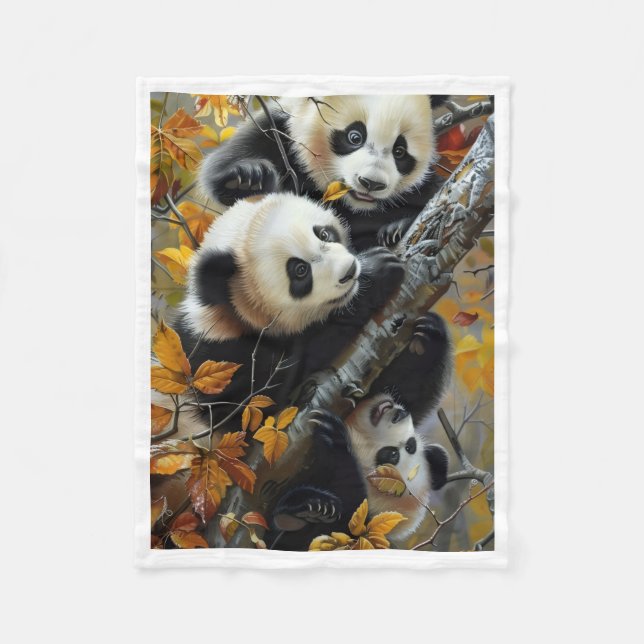 Velo Cobertor Sherpa de Pandas Bebês Fofos (Frente)