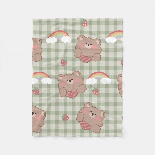 Velo Cobertor Sherpa de Urso de Pelúcia & Arco-íris (Frente)