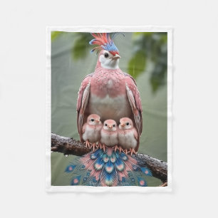 Velo Cobertor Sherpa Família de Pássaros Rosa