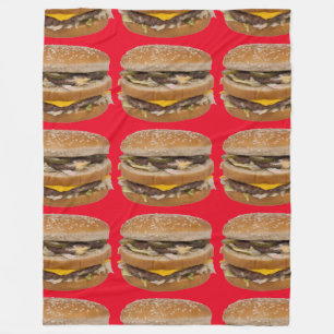Velo cobertor vermelho de cheeseburger duplo grande