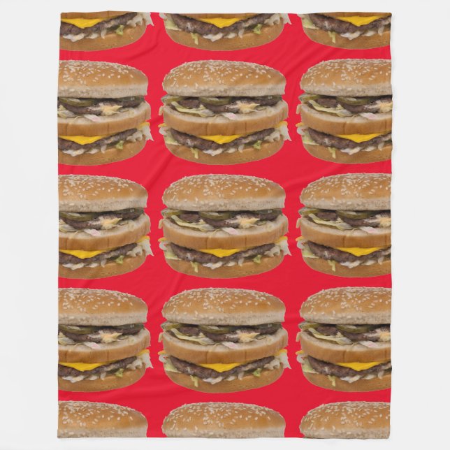 Velo cobertor vermelho de cheeseburger duplo grande (Frente)