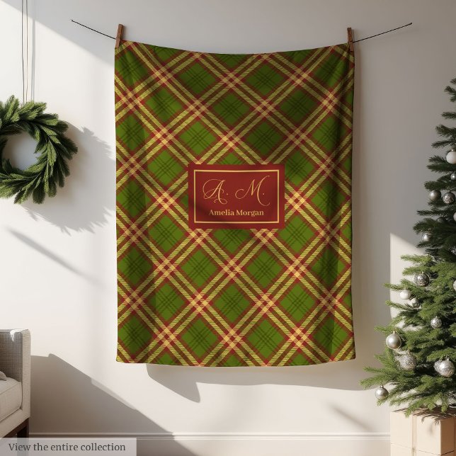 Velo Cobertor Xadrez de Ação de Graças Moderno Monogram (Modern Thanksgiving Plaid Blanket Monogram Cozy)