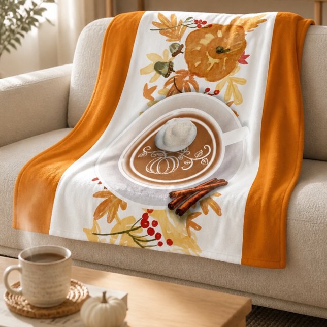 Velo Cobertura de Abóbora | Cobertor de Fleece com Folh (Criador carregado)