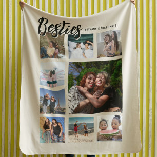 Velo Colagem de Fotos Personalizadas em Cobertor Creme 
