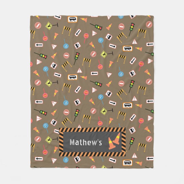 Velo Construção e estrada sinalizam marrom. Cobertor de (Frente)