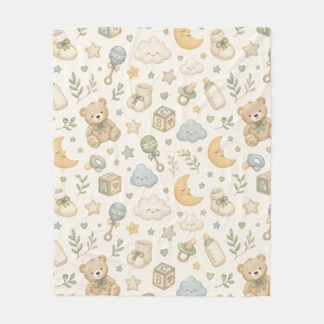 Velo Doce Cobertor de Fleece de Bebê Urso Teddy | Gêner (Frente)