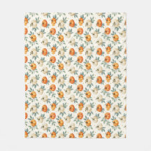 Elegante Cobertor de Aquarela de Abóbora e Eucalip