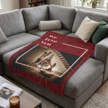 Elegante Cobertor de Fleece Vermelho com Foto e Te