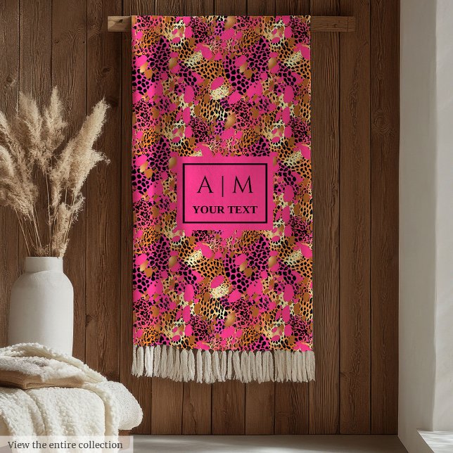 Velo Elegante cobertor de pele de leopardo em aquarela  (Elegant hot pink watercolor leopard skin blanket)
