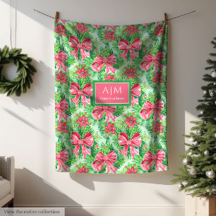 Velo Elegante cobertor preppy de aquarela verde e rosa