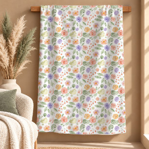 Velo Elegante Cobertor Terroso de Flor Boho Verde Sage