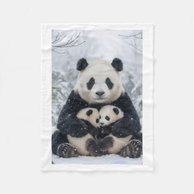 Velo Família de Panda em Cobertor de Neve (Frente)