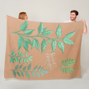 Velo Folhagem de Sage Vintage em Cobertor Sherpa Rosa D