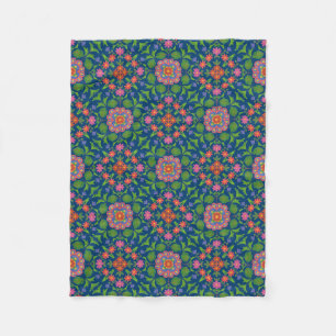 Velo Lindo Rangoli Floral em Cobertor de Fleece Azul Es