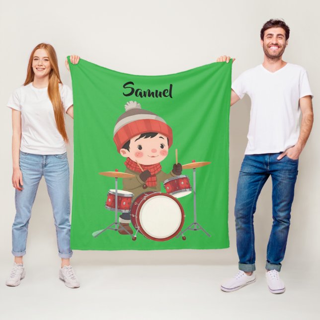 Velo menino tocando bateria Cobertor de Fleece de Natal (In Situ)