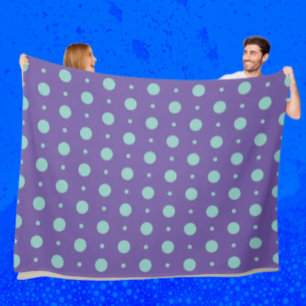 Velo Pontos Polka Turquesa em Cobertor de Fleece Roxo