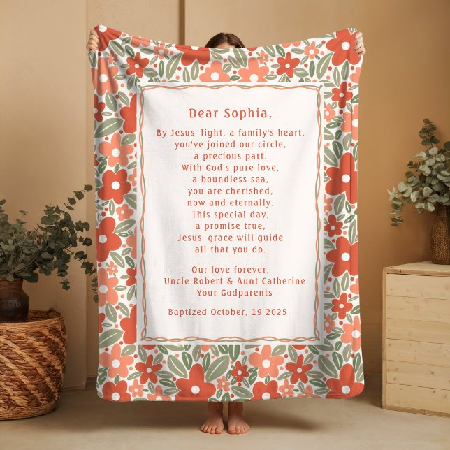 Velo Presente de Batismo Boho Cobertor de Fleece de Ora (Criador carregado)