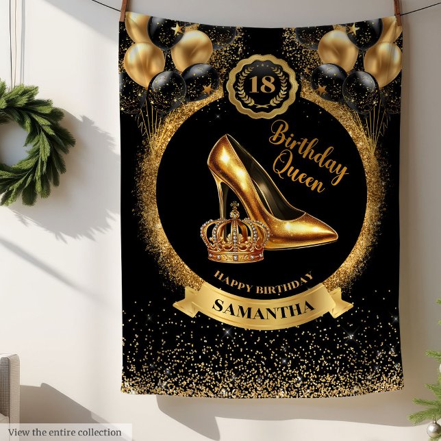 Velo Saltos Altos da Rainha de Aniversário Cobertor Dou (Birthday Queen High Heels Gold Blanket Gift)