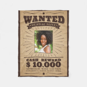 Velo SUA FOTO no cobertor de velhas de poster "Wanted"
