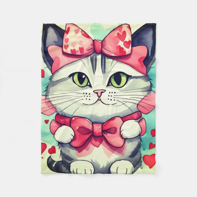 Velo Um cobertor de flanela Amor de Gatinho (Frente)