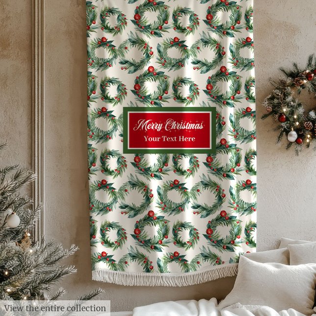 Velo Watercolor, cobertor de férias de Natal (Watercolor Christmas wreaths holiday blanket)