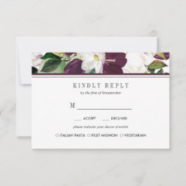 Velvet Magnolia Floral Wedding RSVP Opção MEAL