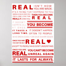 Velveteen Rabbit Real Quote Poster (Vermelho)
