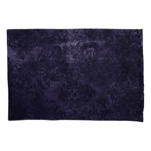 Velvety Midnight Damask Indigo Purple Grunge