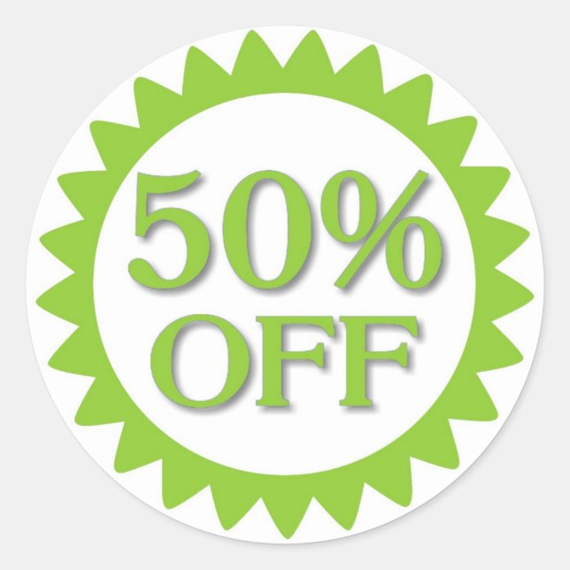 Venda 50% de adesivos verdes circulares (Frente)