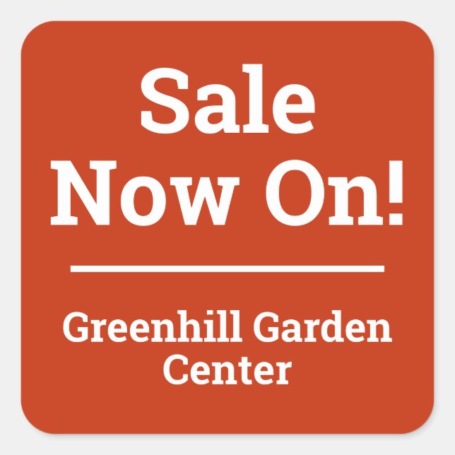 Venda agora com o adesivo quadrado do nome da loja (Frente)