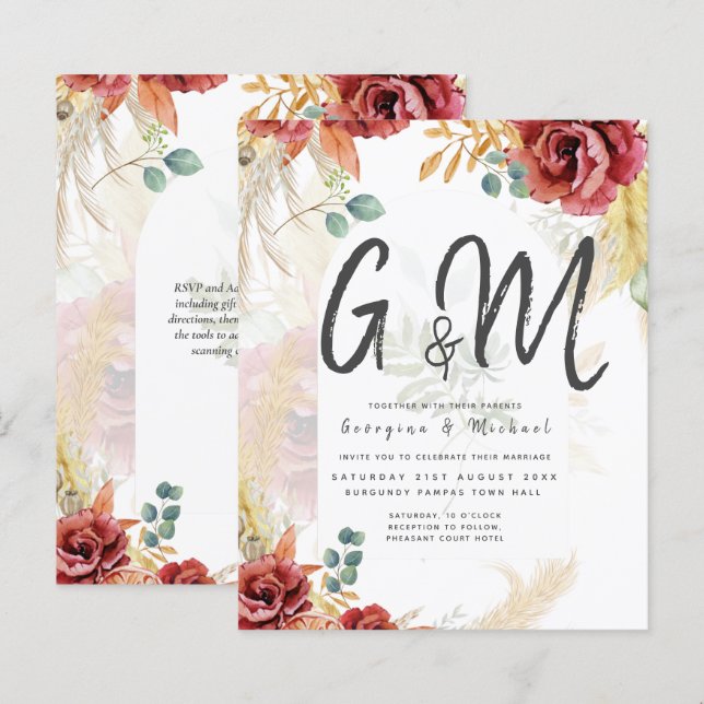 VENDA! Boho Burgundy Dourada Floral Country Fazend (Frente/Verso)