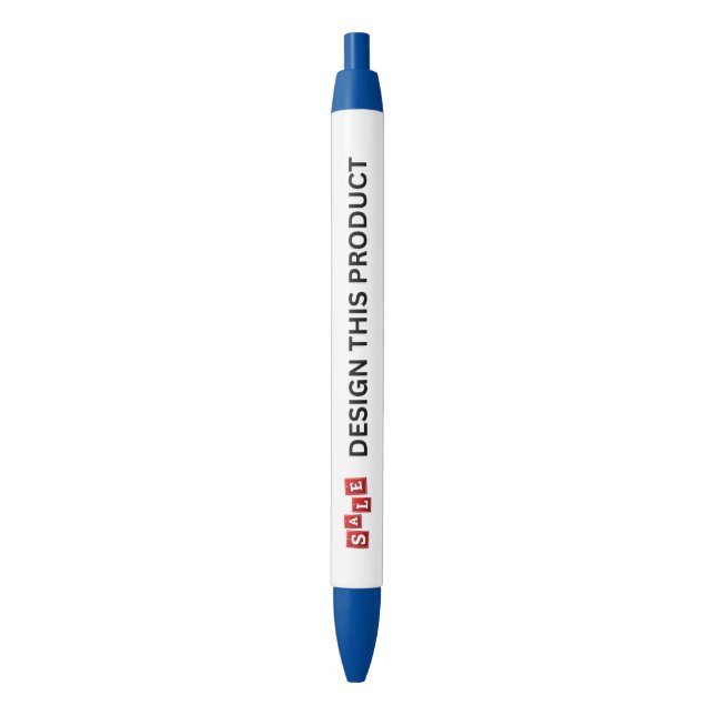 VENDA! Caneta - Tinta azul - Personalizada - Azul  (Frente Vertical)