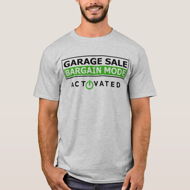 venda de garagem, modo pechincha, camisa engraçada (Frente)