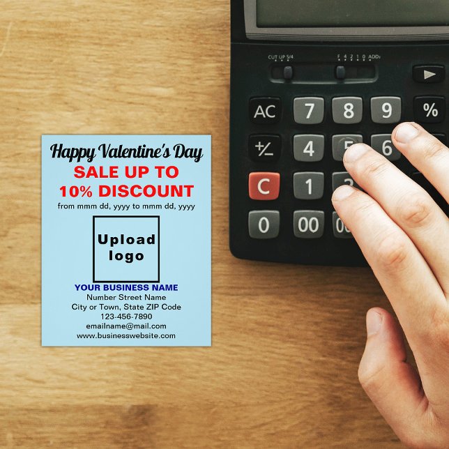Venda de Namorados comercial no Flyer Azul Claro (Attract more customers this Valentine's Day. Business Valentine sale on light blue flyer.)