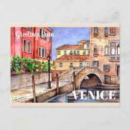 Veneza - Cartão Postal de Aquarela com Caneta