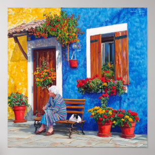 Veneza inspirada - Poster de aldeia colorida