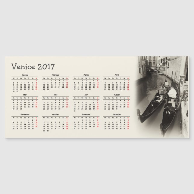 Veneza, Itália, calendário 2017 (Frente)